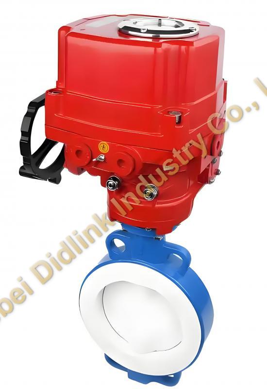 Electric fluorine lined wafer butterfly valve